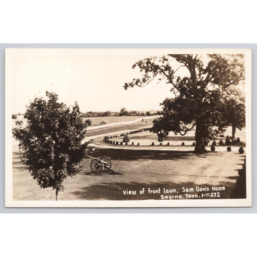 Sam‎ Davis Home Smyrna Tennessee Vintage RPPC Postcard View of Front Lawn